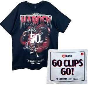 LA Clippers - James Harden 2025 NBA Playoffs Tee-Shirt + Rally Towel - Black, XL